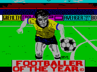 Footballer of the Year title screen for ZX Spectrum